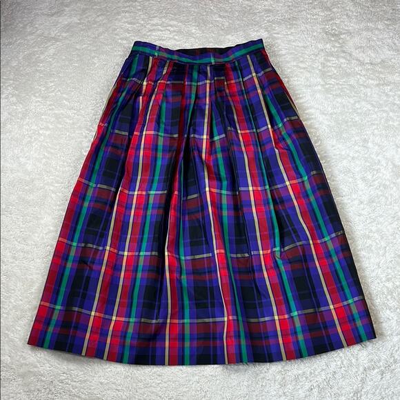 Vintage L8R plaid taffeta maxi skirt made in USA, size 14 - Picture 1 of 6